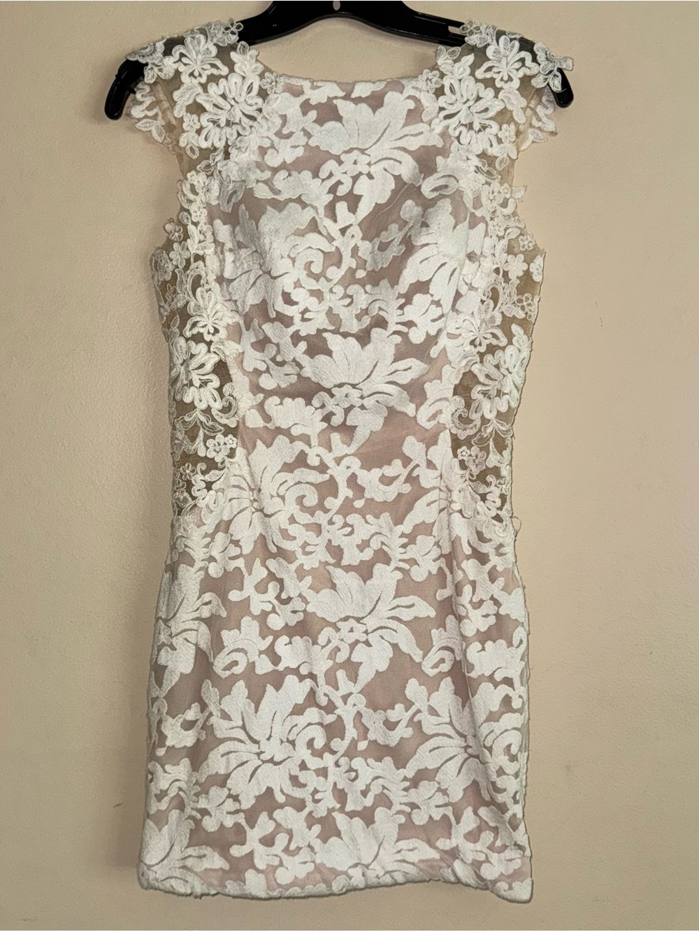 Zoey Grey Bridal White Nude Floral Lace Bateau Neck Open Back Formal Dress 6